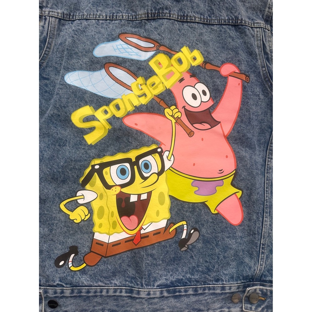 Members‎ Only x Nickelodeon SpongeBob Denim Jacket Blue Acid Wash MN050128 Large - Picture 6 of 6